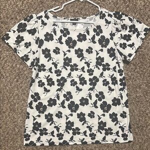 Ann Taylor Factory Black and White Floral Top